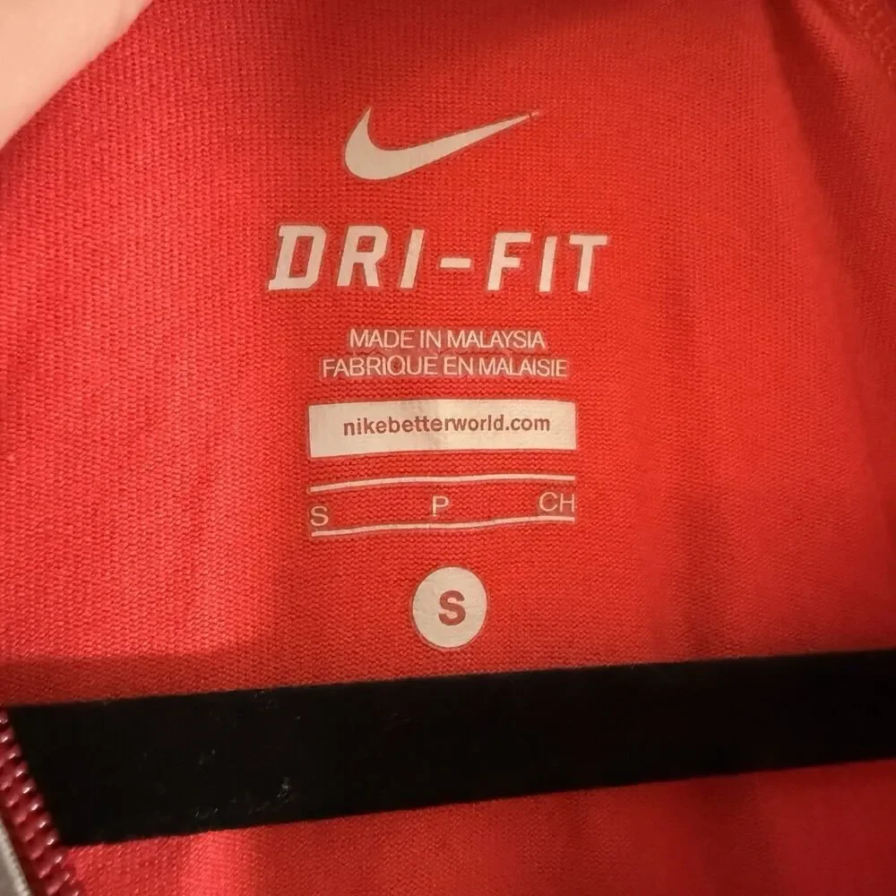 Livestrong Nike Jacket Women's Small Red 1/4 Zip Long Sleeve Pullover